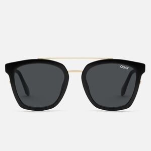 Quay Australia Black Frame Gold Double-Bridge Sunglasses
